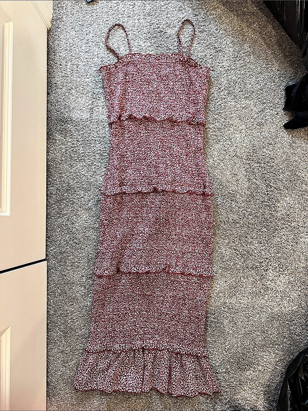 Red & White Ruffle Maxi Dress Size Small Like New